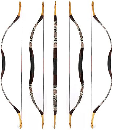 wolfman Traditionelles Bogen Recurvebogen Langbogen Sportbogen Bogenschießen Jagdbogen handgefertigter Holzbogen asiatischer mongolischer Bogen für Erwachsene Teenager Linke rechte Hand(O, 45Lbs)