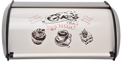 Restokki Portapane Moderno in Acciaio Inossidabile Bianco - Contenitore Salvaspazio per la Conservazione del Pane, Facile da Pulire, Ideale per Panetteria Domestica e Cucina