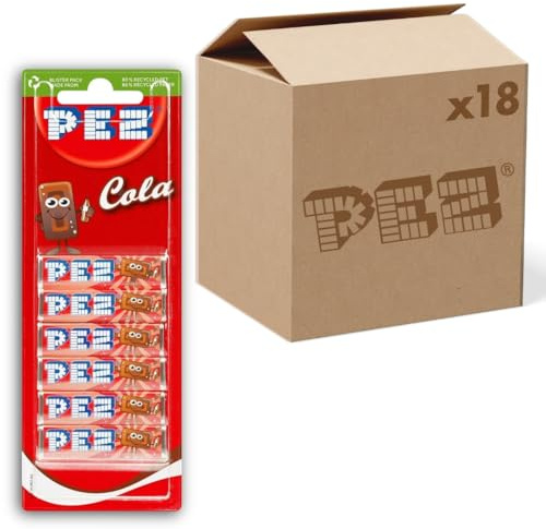 PEZ Refill Pack, Cola Flavour Mix, Retro Vegetarian Gift Sweets, 6 x 8.5 g (Pack of 18)