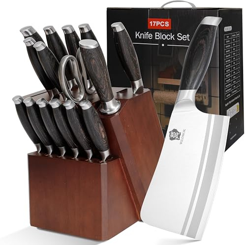 WILDMOK Küchenmesserblock-Set, 17-teilig, deutscher Stahl