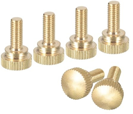 QUARKZMAN M5x12mm Tornillos de Pulgar Estriados 6 Piezas de Tornillos de Pulgar Estriados de Latón con Perillas de Agarre con Hombro Tono de Latón