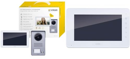 Vimar K40915 Kit Videocitofono Touch Screen Monofamiliare con Alimentatore Multispina & K40932 Monitor supplementare touch screen vivavoce a colori LCD 7in per kit videocitofonico