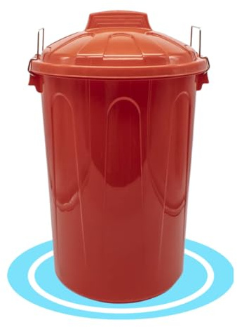 Dekohome Cubo de Basura 100 lts de capacidad con Tapa. Fabricado en Plastico Resistente, Ideal para Almacenaje de Basura para el Hogar, Oficina o Industria - Rojo