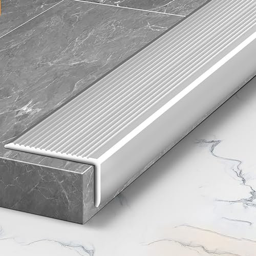 Raouoae Stair Edge Profile 45x23mm Anti-Slip Aluminium Alloy Stair Edging 90CM, Set Of 3 - Durable Stair Protector, Corner Angle For Step Safety And Edge Protection(Silver)