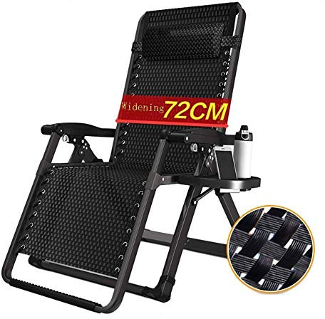 AWMCXQRA Zero Gravity Terrassenliege, erweiterbar, klappbar, Gartenliegestuhl, Liegestuhl, Zuhause, Loungesessel, Outdoor, verstellbare Liegestuhl, 200 kg (Farbe: Schwarz)