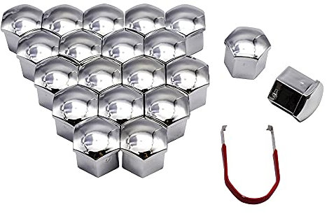 Radschraubenkappen,Radmutterkappen 20x Auto Reifen Radmutterkappe 17 19 21mm Auto Hub Schraube Abdeckung Gebrauch for Ford Buick Mazda Hyundai Chevrolet Kia Außendekoration. (Color : Silver, Size :
