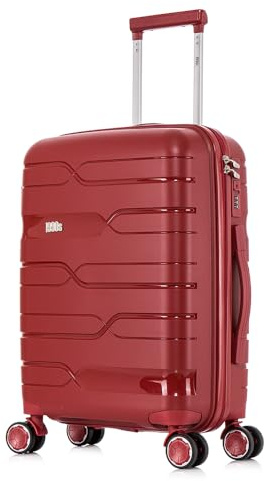 1990s Maleta Mediana expandible Polipropileno 65cm para 23kg (79L)| Maleta semirigida Extensible con 4 Ruedas Giratorias y Candado Incrustada (Burdeo)