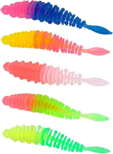 30 Stück Forellenköder Gummifische Set, Gummiköder Forelle mit Jigkopf UV Forellenköder Wurm Kunstköder Lures Angelzubehör Forelle Angelköder Kunstköder Angeln Zander Barsch Köder Süßwasser Salzwasser