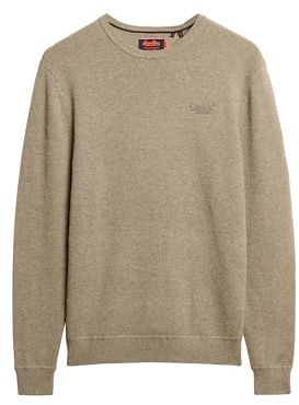 Superdry Herren Essential schmal Geschnittener Rundhalspullover Hellbraun Meliert S