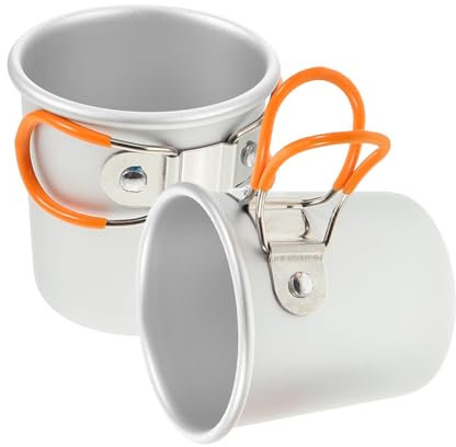 KOMBIUDA 2stücke Tragbare Campingbecher Aus Aluminiumlegierung Mit Faltbarem Griff Für Outdoor-aktivitäten Leicht Robust Und Einfach Zu Reinigen Für Camping Wandern Und Picknick