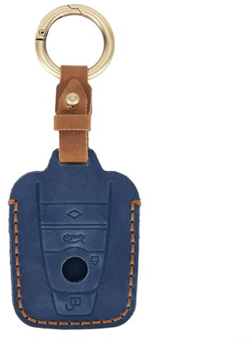 Aprilsunnyzone Key Cover,Keyless Entry Keychain Holder Full for PROTECTION Retro Leather Key Case Shell,For I3 I8 2014 2016 2017 Retro Hand-Made Leather Key Case Shell (Blue)