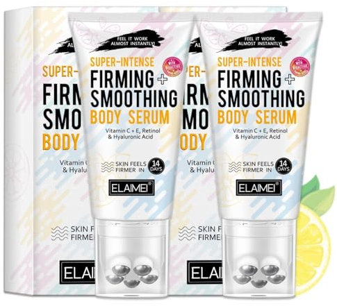 P-Beauty Lot de 2 crèmes brûlantes de graisses 120 g, sérum pour le corps avec vitamine C, E, rétinol, acide hyaluronique et caféine avec applicateur de massage – Crème pour le corps anti-cellulite