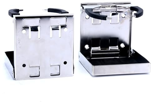 BOOMSTART 2 portavasos plegables ajustables de acero inoxidable | Para barcos, caravanas, coches y más | Se adapta a contenedores de 55 mm a 75 mm de diámetro