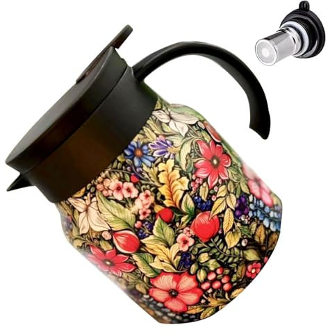 Théière isotherme - 800 ml - Avec motif floral - Théière isotherme avec infuseur - Pour la maison, le restaurant, le bureau, le thé