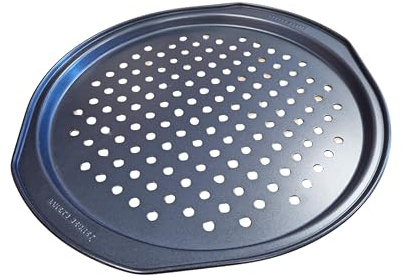 mastrad - Plaque à pizza perforée 32cm - Revêtement 2 couches - Sans PFAS et PTFE - 36 x 33.5 x 1.5 cm