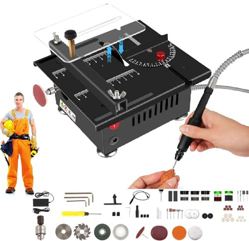 Mini Multifunctional Table Saw,Small Table Saws for Woodworking Portable Compact Table Saw Speeds Angle Adjustable for Plastic Acrylic PCB