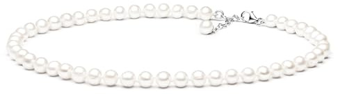 Gaura ECHTE Perlenkette - RUNDE Zuchtperlen, weiß, 7 mm, 40-43 cm, Sterlingsilber