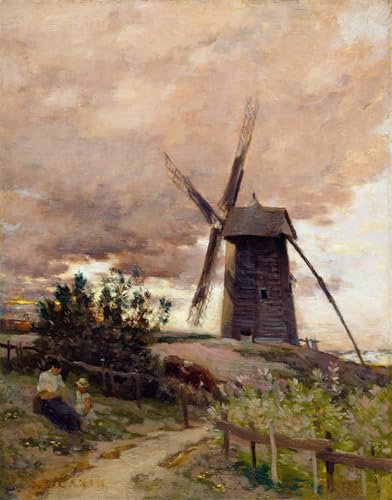 XcBAIHOUD Bekannt Leinwandbilder Deko Bilder Leinwandgemälde Die windmühle von jean-charles cazin Wand Wanddekoration für Zimmer 60x90cm