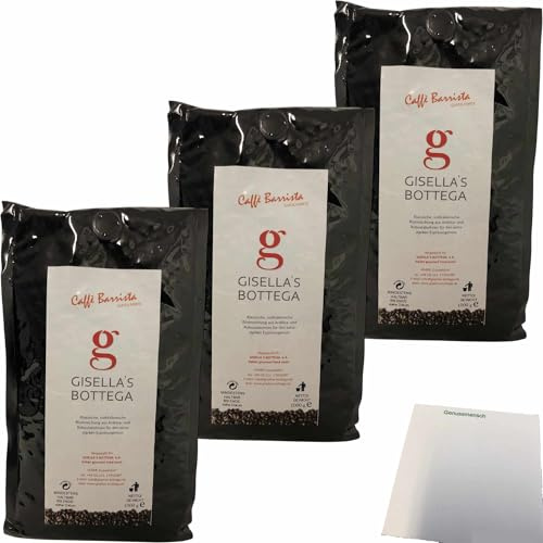 usy Bundle für Kaffeebohnen Gisellas Bottega Caffe Barista, für starken Espresso 3er Pack (3x1kg Packung) + usy Block