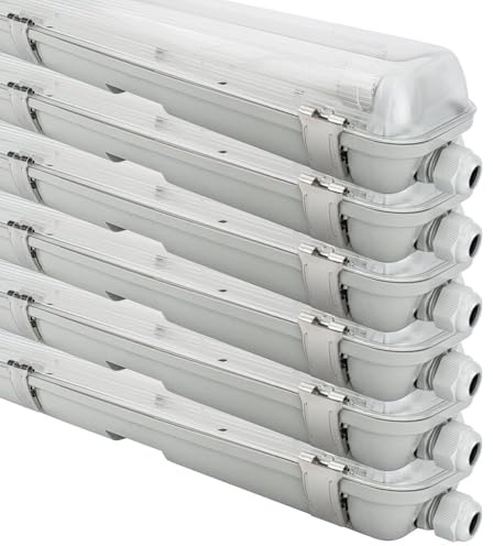 NCC-Licht 6 x LED Feuchtraumleuchte Wannenleuchte 150cm IP65 2 x 22W T8 2200 Lumen 4000K Neutralweiß durchgangsverdrahtet, Deckenlampe für Keller Werkstatt Garage