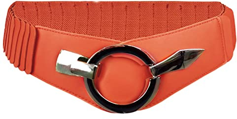 Glamexx24 elastiskt dammidjebälte 6 cm brett höftbälte med silverring (midjebredd 75 cm–110 cm), Orange 18905a18, Taillenweite 75cm-110cm
