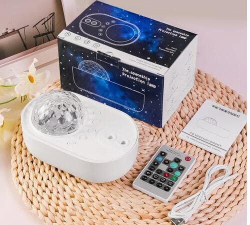 MQXDNFDC Colorful Music Laser Star Sky Light Projector - Mini Space Ship Projection Lamp for Kids' Room, Home Decor, and Night Light(White)