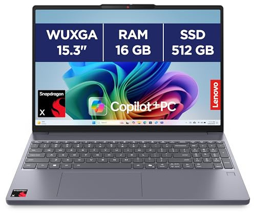 Lenovo IdeaPad Slim 3 15Q8X10 - Ordinateur Portable 15.3'' WUXGA Copilot+ (Snapdragon X X1-26-100, RAM 16Go, SSD 512Go, Qualcomm Adreno, Windows 11 Home) Clavier AZERTY Français - Gris