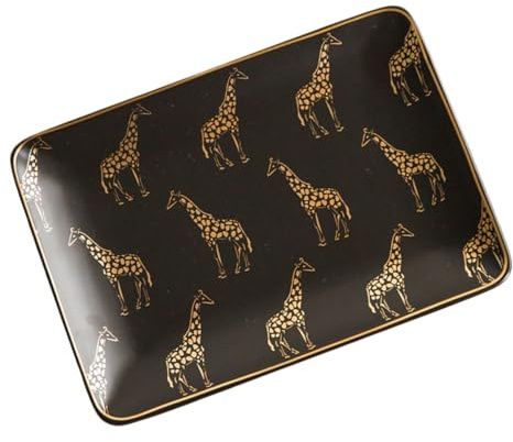Healvian Vassoio Portagioie in Ceramica a Forma Di Giraffa, Piatto Portanelli Decorativo Nero, Organizer Gioielli Per Casa e Matrimonio