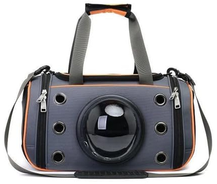 Hundetransportbox Weichkoffer Ausbruchsicher Belüftung 360° Mit Lüftungsgittern Zusammenklappbar für Auto/Flugzeug(Orange,Large)