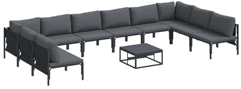 Gecheer Trädgårdssoffa Set 11 st Antracit Stål-Trädgårdslounge i polyrotting