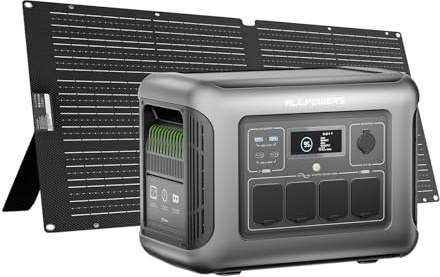 ALLPOWERS R1500 LITE Portable Power Station with 100W Solar Panel SE100, 1056Wh LiFePO4 Battery, 1600W AC/100W USB-C Output Portable Power, Fast Charge Solar Generator for Outdoor Camping