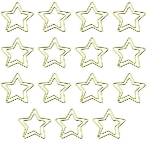 ZORVUJI 15 Stück Goldene Büroklammern Stern Motiv Dekorative Klammern als Lesezeichen für Bullet Journal und Notizbücher Home Office Zubehör