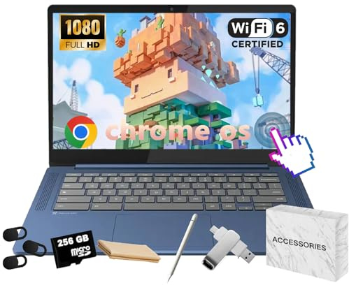 Lenovo Chromebook IdeaPad Slim 3 - Écran tactile FHD IPS anti-reflet 14, pour les entreprises et les étudiants, MediaTek Kompanio 520, 4 Go de RAM, 64 Go eMMC, carte micro SD 256 Go, webcam, WiFi 6