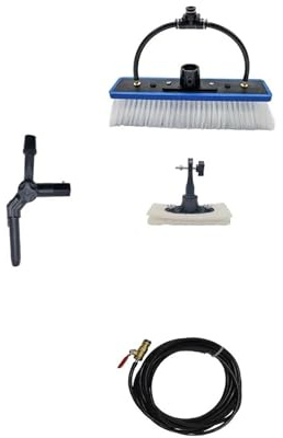 VQVKAEKGH Cepillo De Fibra De Carbono For Limpieza De Paneles Solares, Alimentado por Agua, De 10 Pulgadas con Estropajo Blanco For Limpieza De Ventanas (Poste De 3,6 Metros)