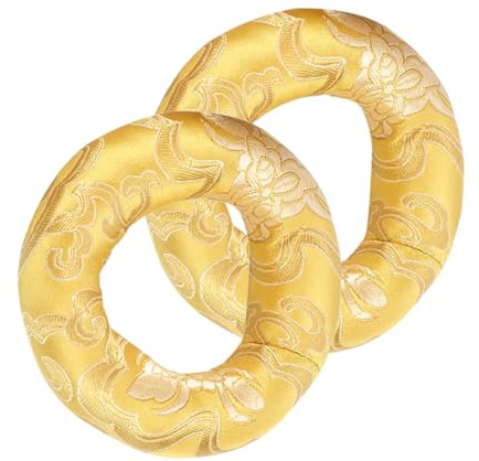 SOIMISS Support Rond pour Bol Tibétain 2pcs en Coton Jaune, Coussin Stable et Élégant pour Contemplation et Thérapie Sonore, Entretien Facile Couleur Aléatoire