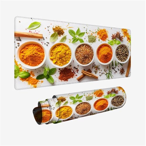 Spelmusmatta 60 x 30 cm stor musmatta orange skrivbordsmatta, musmatta kryddmatta med sydda kanter, spelmattor med vattenbeständig yta, förbättrad precision och hastighet, skrivbordstillbehör H2-420