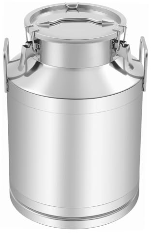 Lechera de acero inoxidable, Jarra de leche resistente Contenedor para agua y vino Con tapa sellada y asa Cubeta robusta de acero inoxidable 304 Para almacenar leche y vino,45L