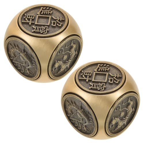 YARNOW 2pcs Retro Metal Six-Sided Handheld Dice for Stress Relief and Hand Exercise Stable Grip Square Spinner Gadget for Office Desk and Party Use