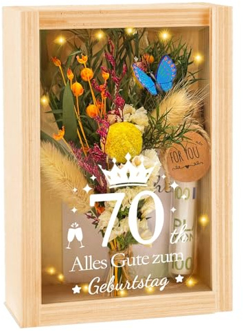 70 Geburtstag Frauen Geburtstagsgeschenk für Frauen，Geschenke für 70 jährige frauen，70 Geldgeschenke Verpackungen, 70.Geburtstag Tischdeko，Kleine Geschenke für Mama, Oma und die Ehefrau