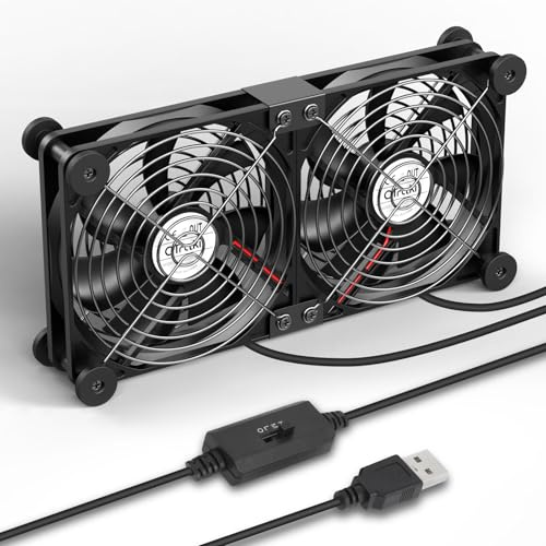 OTraki Ventilateur USB 14CM×14CM×2.5CM 3 Vitesses Double Rangée avec 8 Pieds Absorbant Ventilateur PC Silencieuse pour PC, Ordinateurs Portables, Projecteurs, Routeurs et Autres Appareils