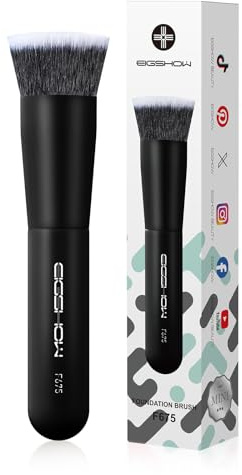 EIGSHOW Pinceau de fond de teint de voyage, pinceau Kabuki de qualité supérieure format poche pour fond de teint liquide, crème, poudre et anticernes, poils végétaliens ultra doux et denses (Noir mat)