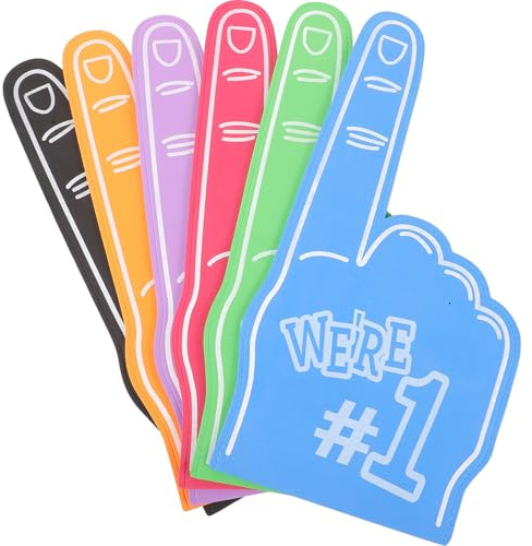LIOOBO 6 Stück Farbiges Schaumstoff Cheerleading Finger Leichte Sport Jubel Requisiten in Leuchtenden Farben für Party Zuschauer