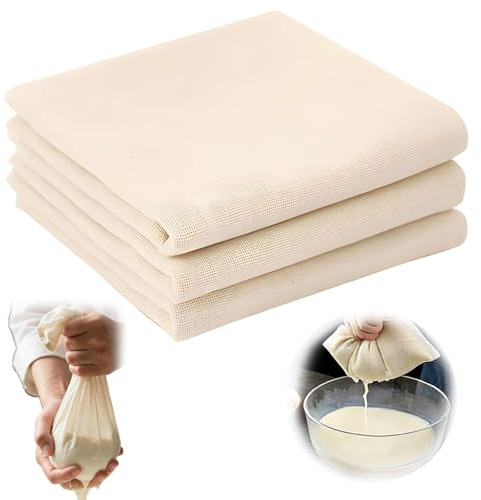 3 Stück Käsetuch 90 × 90 Zentimeter Passiertuch Wiederverwendbar Seihtuch Passiertücher Mulltuch Küche Cheesecloth Cheese Cloth Zum Abseihen Von Fruchtsäften Käse