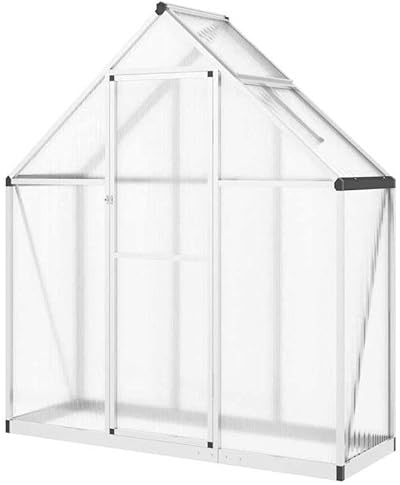 Serre en aluminium avec cadre de fondation 169 x 58 x 195 cm pour jardin, stable et résistante aux intempéries avec polycarbonate (PC) – Idéale pour la culture des plantes