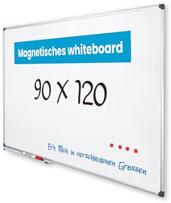 Vivol Tableau blanc Magnétique 90x120 cm panneau blanc Cadre en aluminium avec étagère à crayons Tableau feutre mural Mur 14 tailles Magnétique effacable