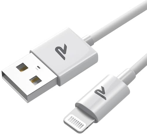 RAMPOW Cavo iPhone, Cavo iPhone USB Cavo Lightning Ricarica, Cavo Caricatore iphone Carica Rapida [Certificato MFi C89] Compatibile per iPhone 14/14 Pro/13/12/11/Pro Max/8/7/XR, iPad - Bianco/1M
