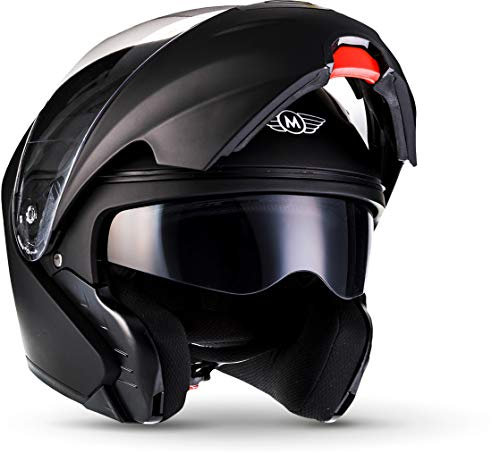 MOTO Helmets® F19 „Matt Black“ · Motorrad-Helm · Klapp-Helm Modular-Helm Flip-up Integral-Helm Motorrad-Helm Roller-Helm Sport · ECE 22.05 Sonnenvisier Schnellverschluss Tasche XS (53-54cm)