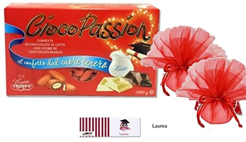 CONFETTI CIOCOPASSION LATTE ROSSI 1 KG + 50 VELI DI FATA + 50 BIGLIETTINI