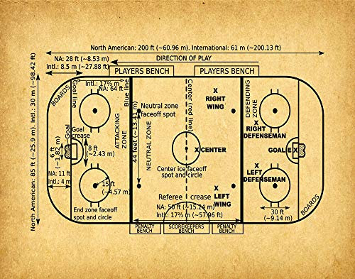 WallBUddy Ice Hockey Gift Ice Hockey Rink Poster Ice Hockey Poster Gift for Ice Hockey Player Ice Hockey Decor Ice Hockey Print Art WB1H (28cm x 36cm, Vintage)