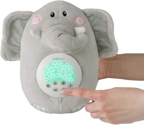 Bubzi Co Spieluhr Baby Schrei-aktivierter Sensor Weisses Rauschen Spielzeug Einschlafhilfe Elefant Sound Machine Kleinkind Schlafhilfe Nachtlicht Einzigartiges Baby Geschenk Kinderwagen